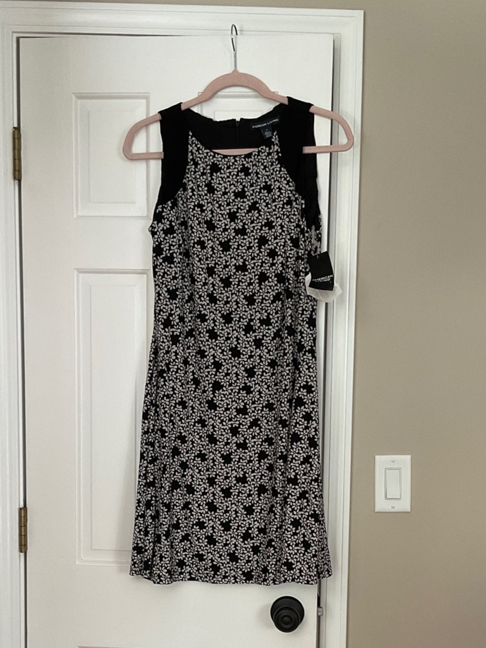 American Living Black and White Floral Midi Dress